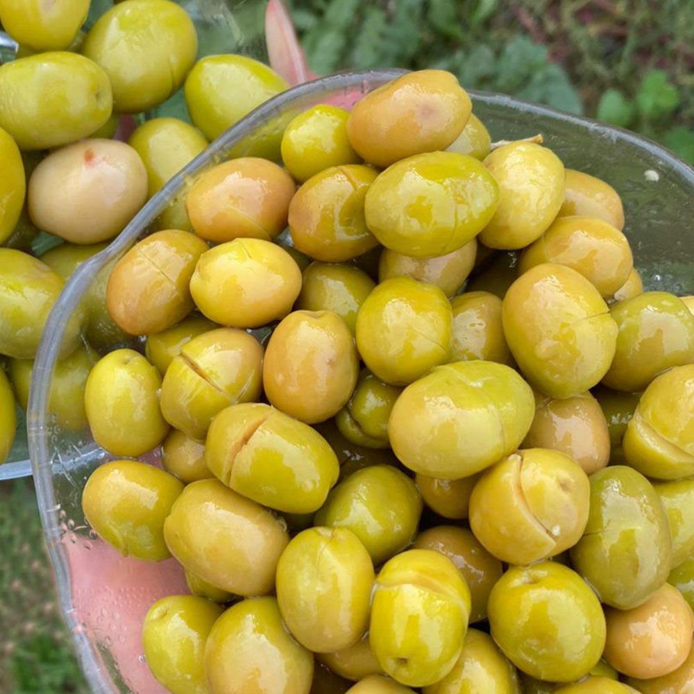 Geplette groene olijven